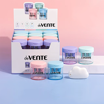 Точилка для карандашей "deVENTE. Pastel" 2 отверстия разных диаметров, с контейнером, 8031501