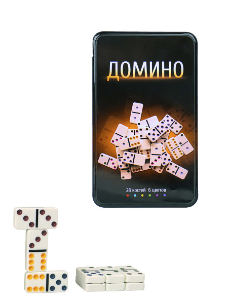 Домино пластиковое (19х11,5х3,5 см), в металл коробке, AN02564